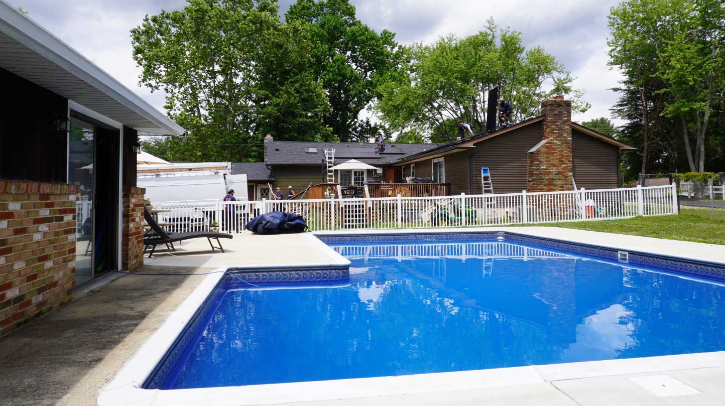 solar installed on a house with a pool